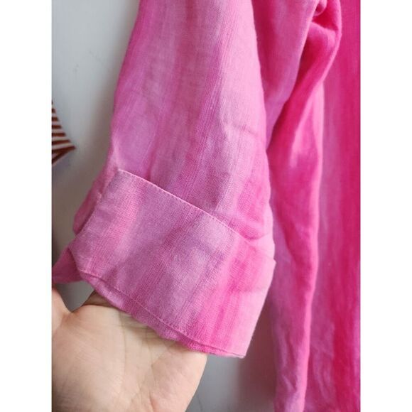 Liz Clairborne Dark Pink 100% Linen 3/4 Sleeves Button Down Shirt size XL - Picture 3 of 6